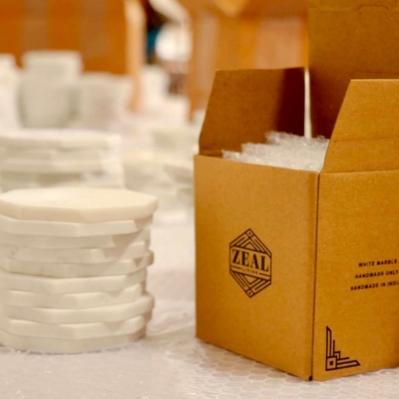 Zeal Living Marble Geo Coasters - Set of 4 - Picture 5 of 6